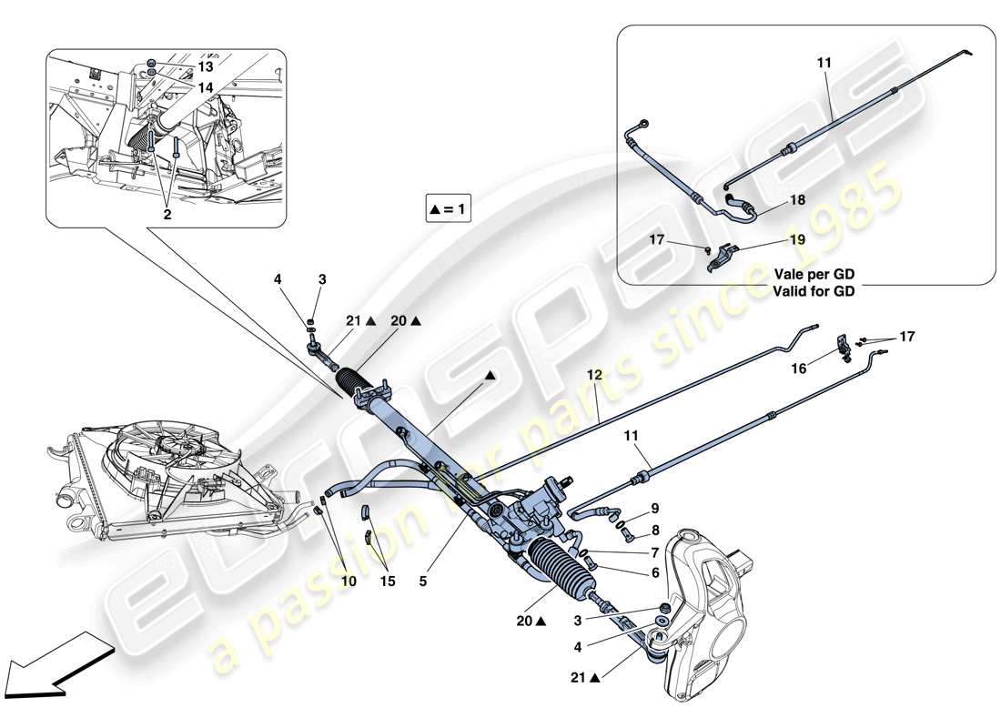 Ferrari 458 Speciale Aperta (RHD) HYDRAULIC POWER STEERING BOX Parts Diagram