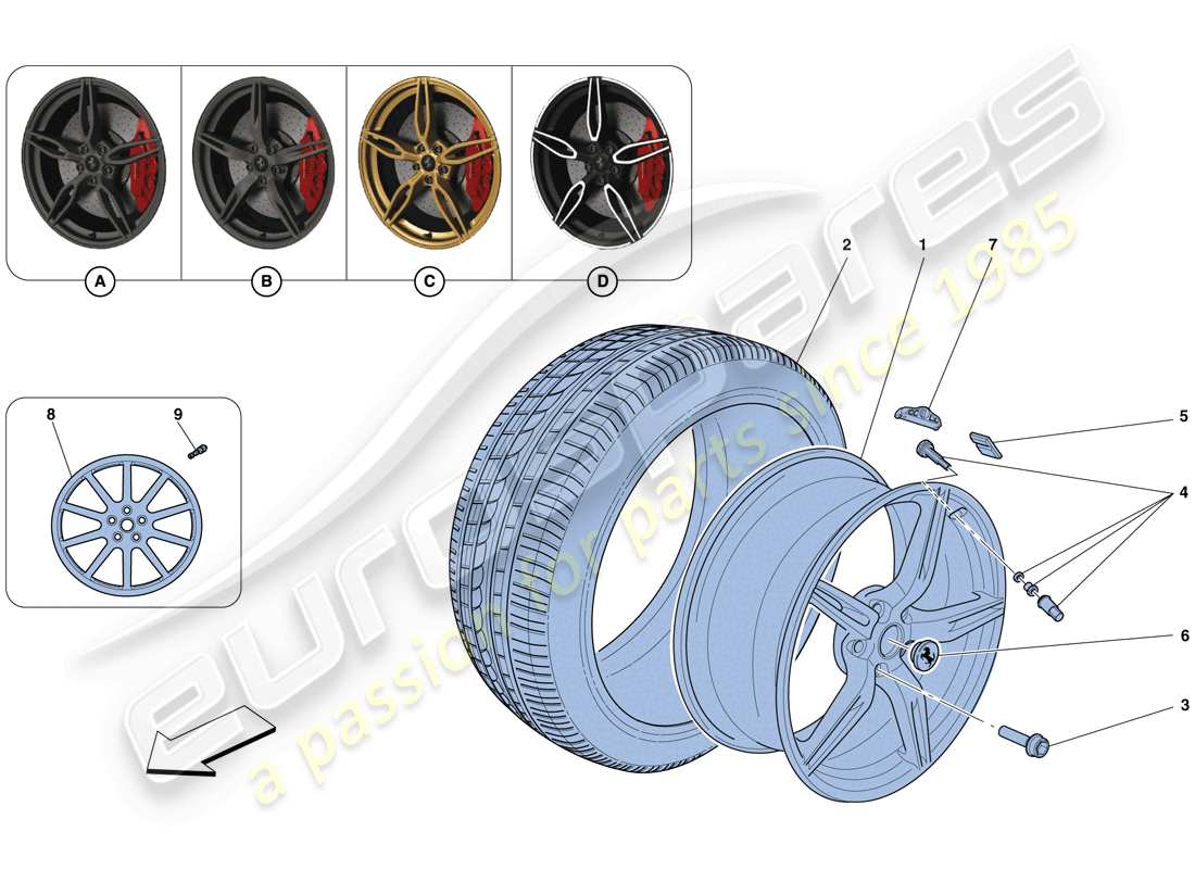 Ferrari 458 Speciale Aperta (RHD) Wheels Part Diagram