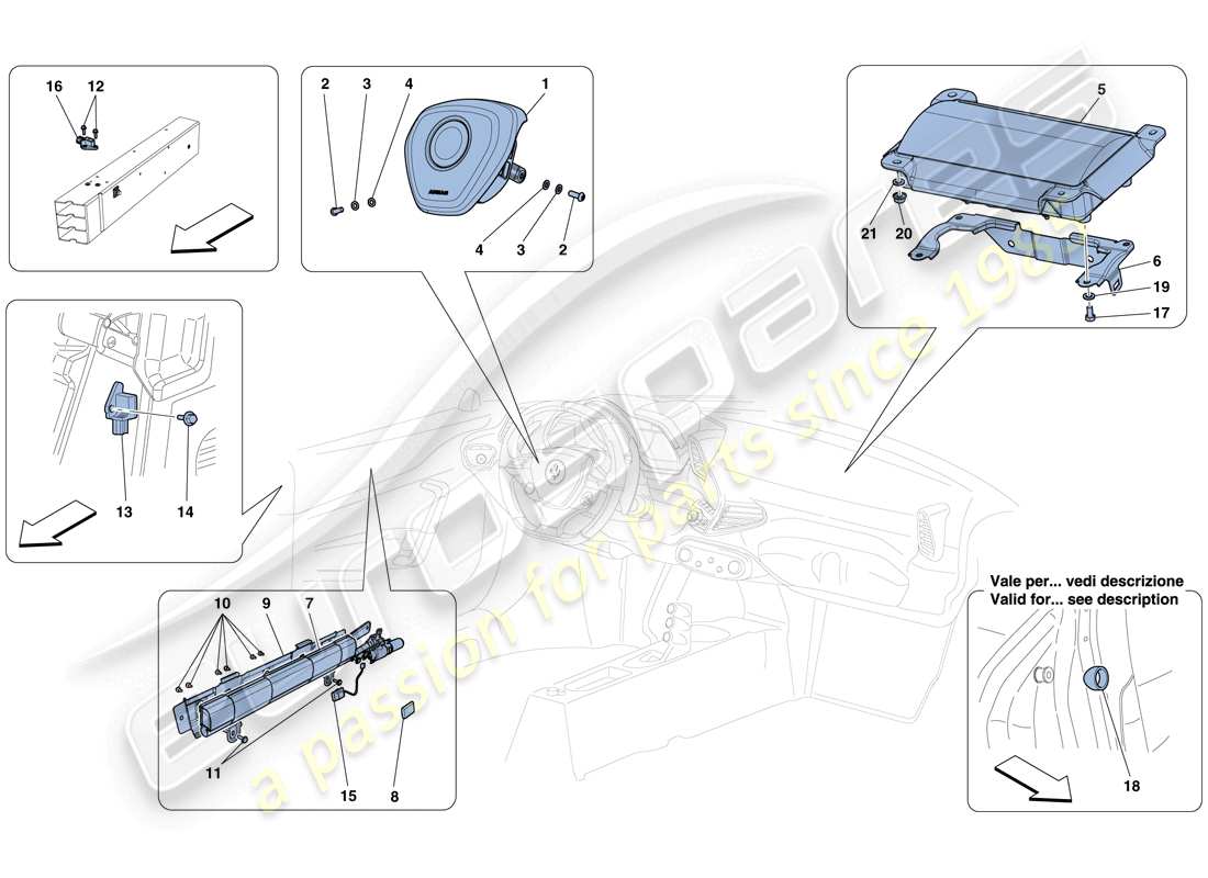 Ferrari 458 Speciale Aperta (RHD) AIRBAGS Parts Diagram
