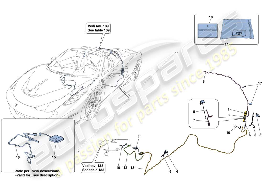 Ferrari 458 Speciale Aperta (RHD) TELEMETRY Parts Diagram