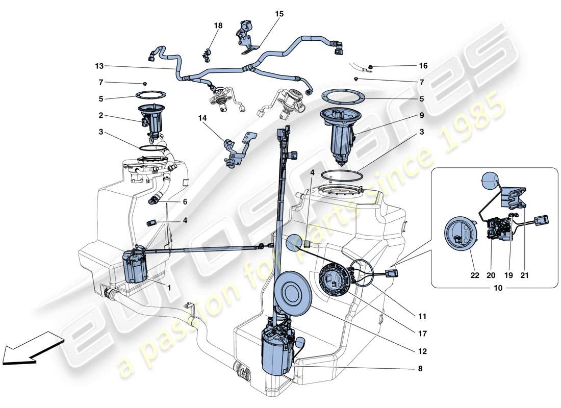 Ferrari 458 Speciale Aperta (USA) fuel system pumps and pipes Part Diagram