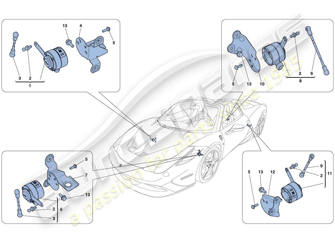 Ferrari 458 Speciale Aperta (USA) ELECTRONIC MANAGEMENT (SUSPENSION) Part Diagram