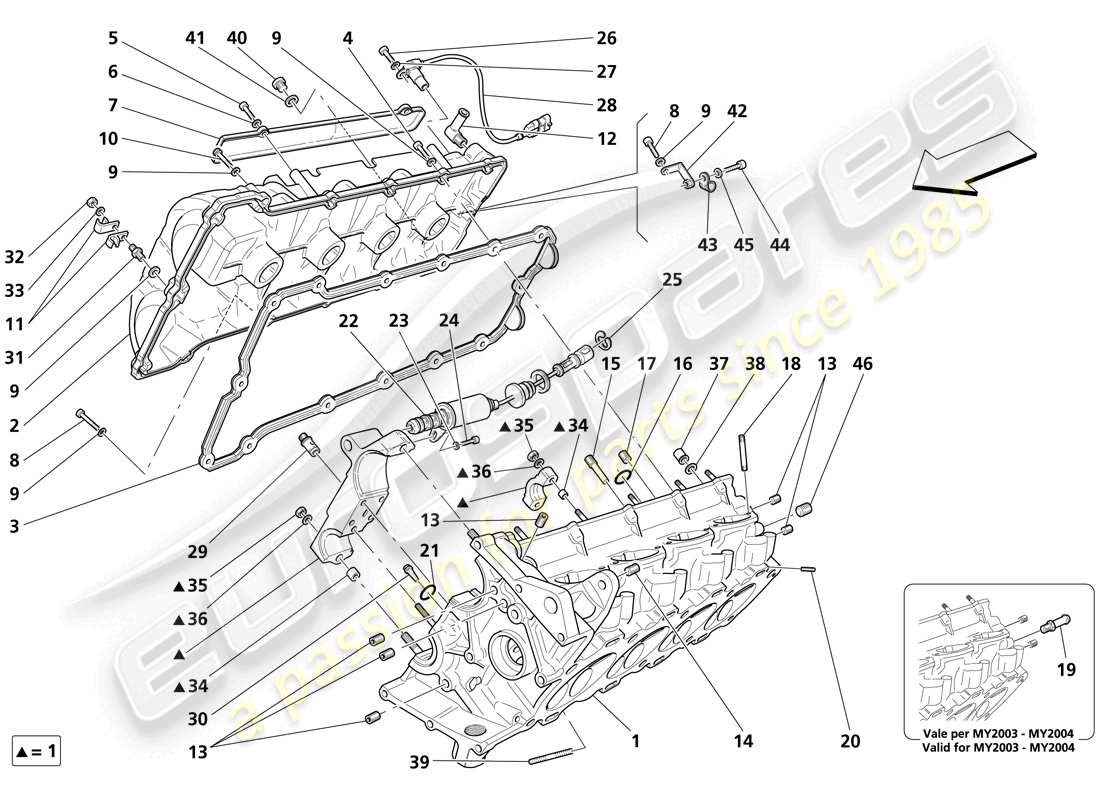 Maserati Trofeo RH cylinder head Part Diagram