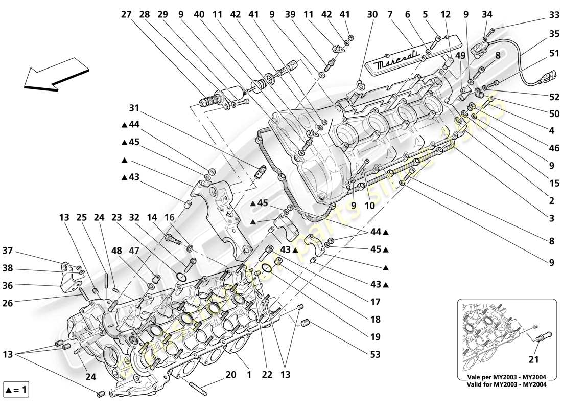 Maserati Trofeo LH cylinder head Part Diagram