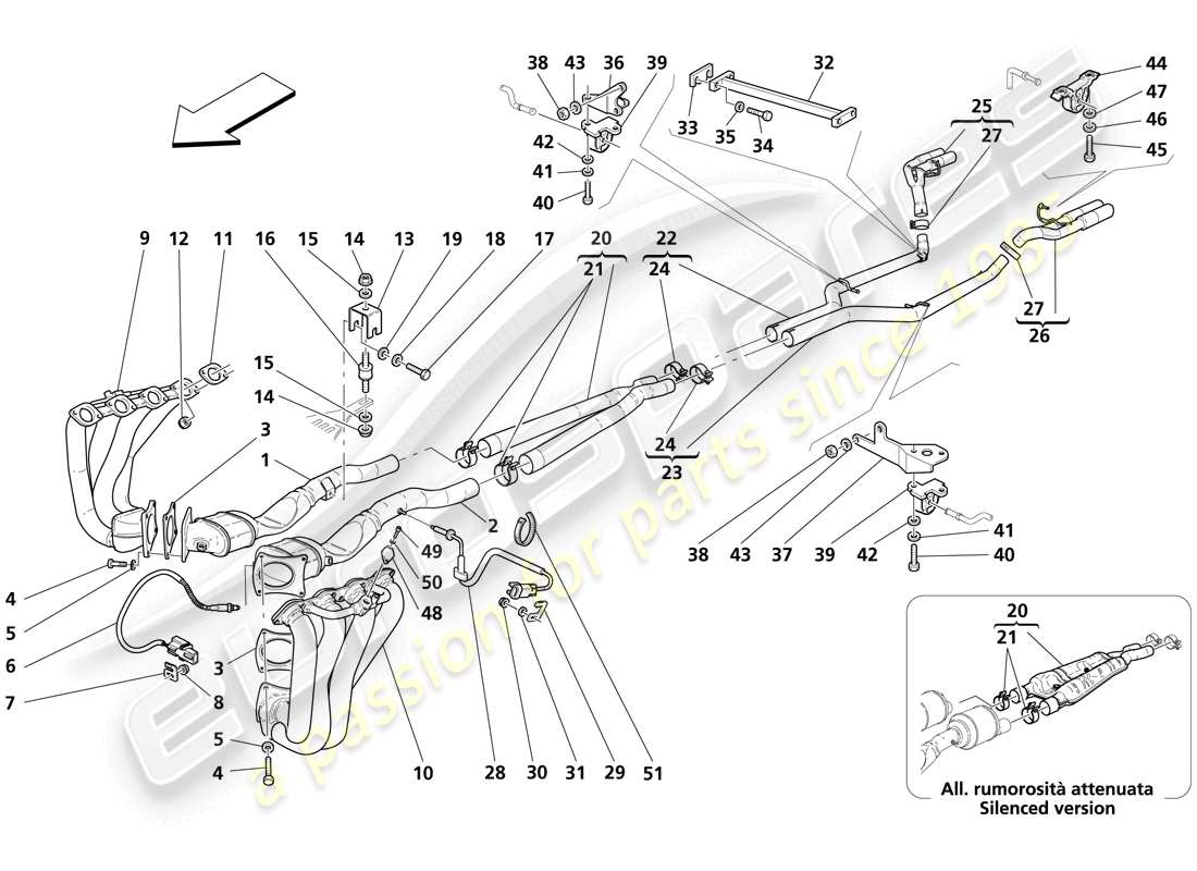 Maserati Trofeo Exhaust System Part Diagram
