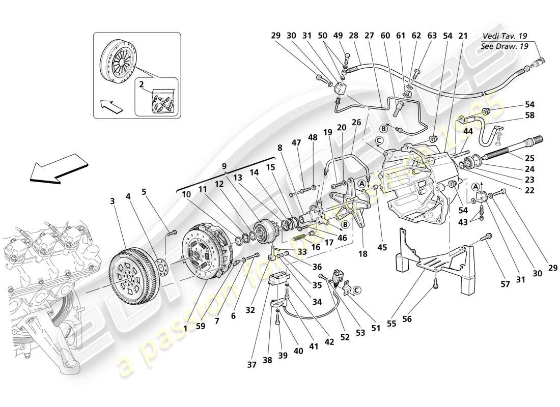 Maserati Trofeo Clutch and Controls Part Diagram
