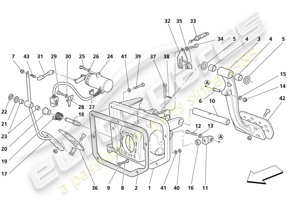 Maserati Trofeo PEDALS AND ELECTRONIC ACCELERATOR CONTROL Part Diagram