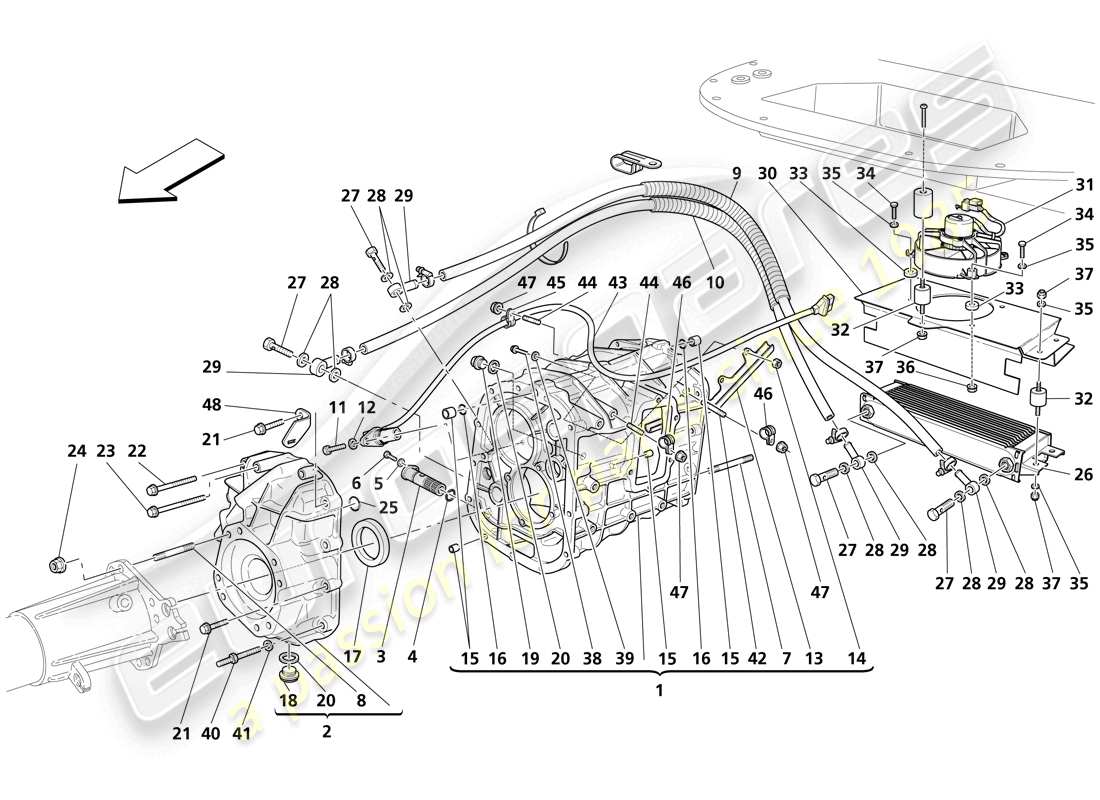 Maserati Trofeo Gearbox - Cover - Gearbox Oil Radiator Part Diagram