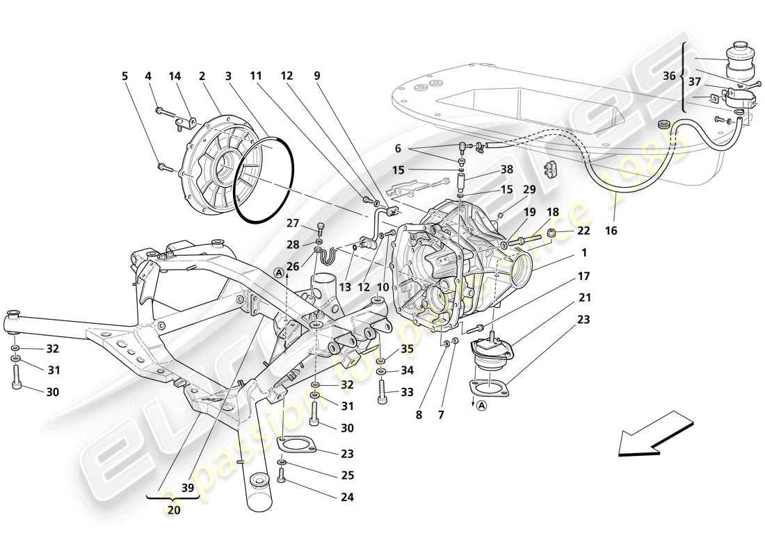 Maserati Trofeo Differential Box - Rear Underbody Part Diagram