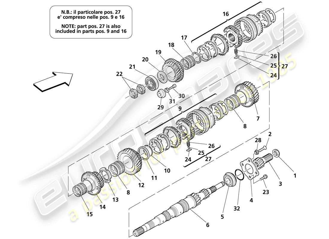 Maserati Trofeo Main Shaft Gears Part Diagram