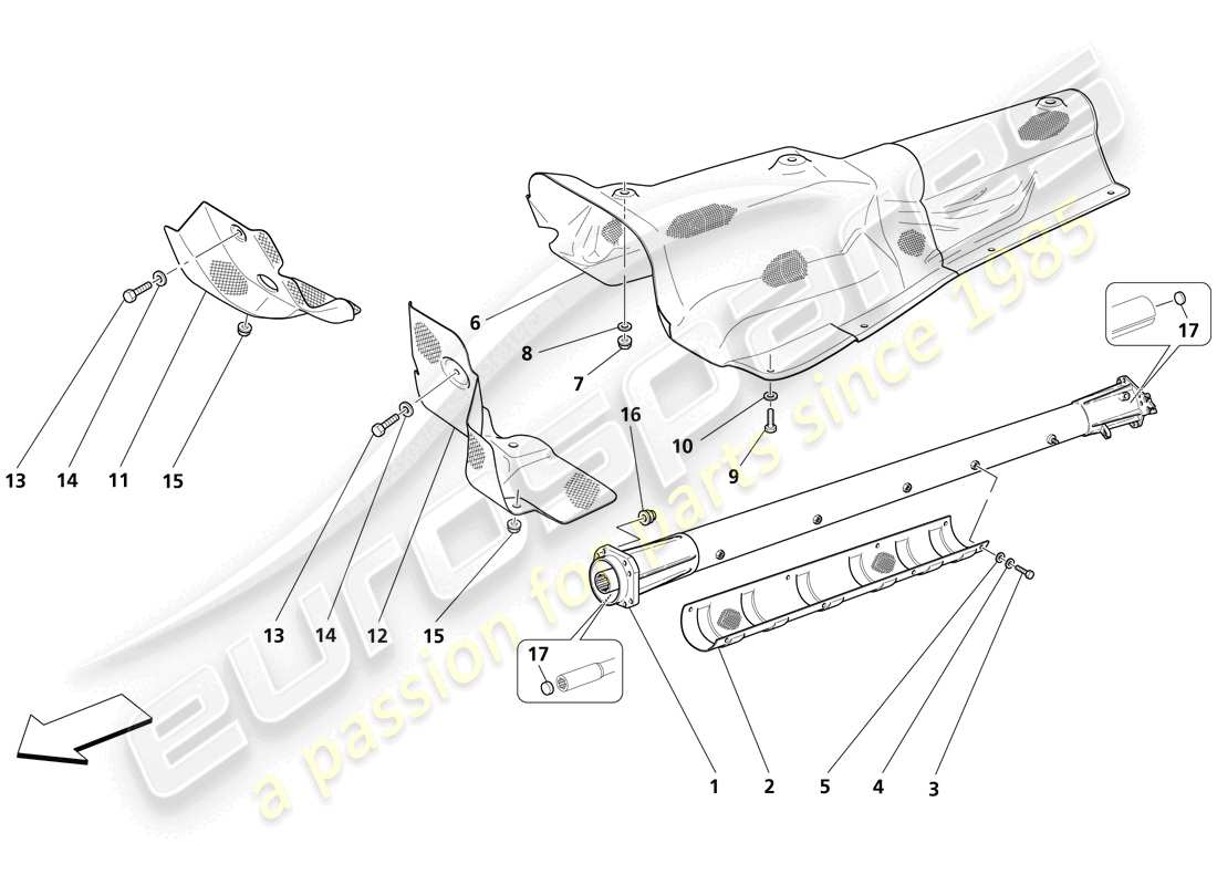 Maserati Trofeo ENGINE - TRANSMISSION CONNECTION TUBE AND INSULATIONS Part Diagram