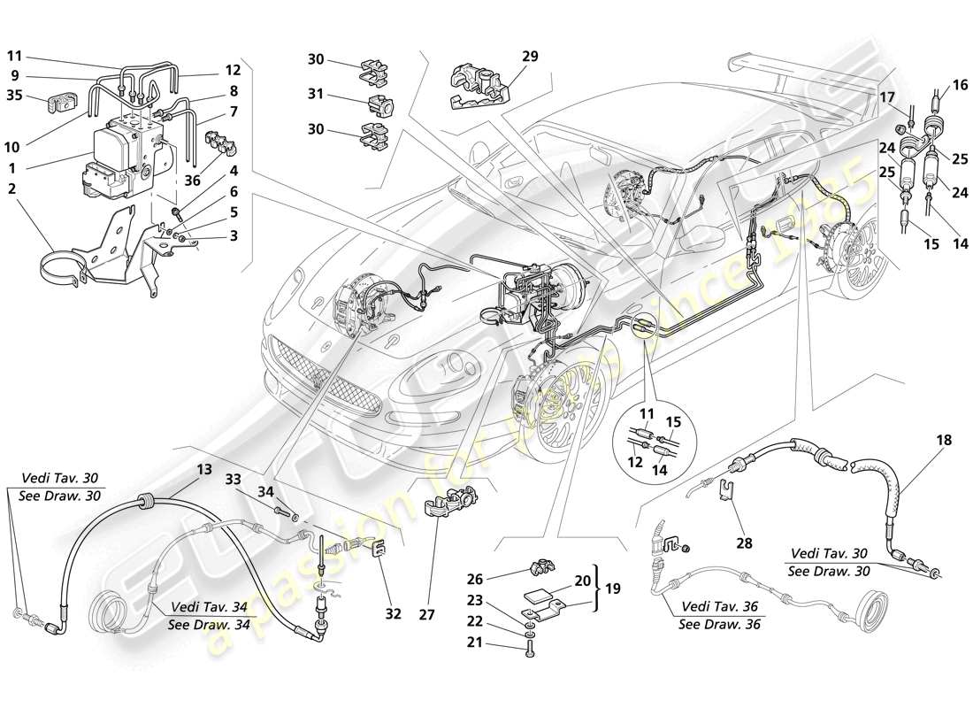 Maserati Trofeo Braking system Part Diagram