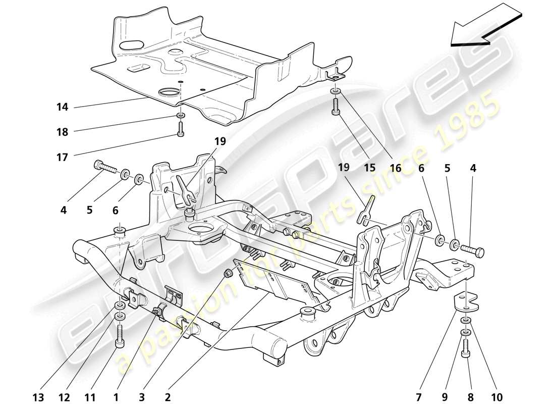 Maserati Trofeo Front Under Frame and Undermotor Shields Part Diagram