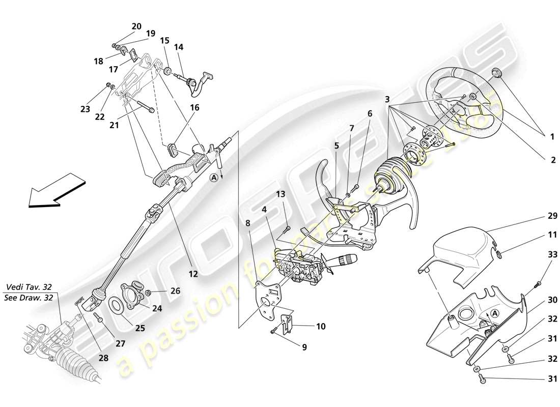 Maserati Trofeo Steering Column Part Diagram