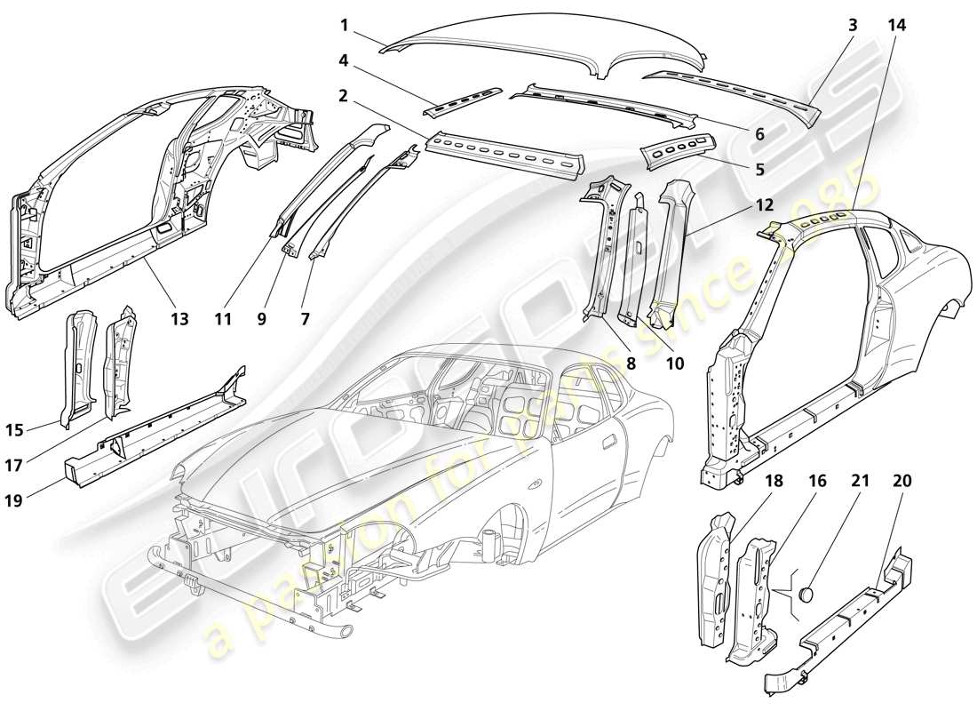 Maserati Trofeo BODY SHELL - FRONT OUTER TRIM Part Diagram