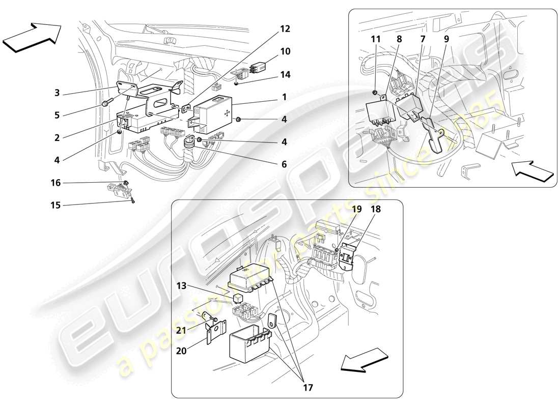 Maserati Trofeo FRONT PASSENGERS AND ENGINE COMPARTMENT CONTROL STATIONS Part Diagram