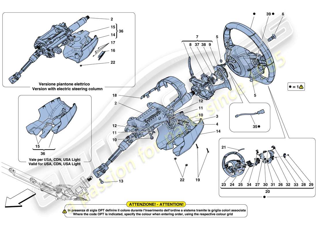 Ferrari 488 GTB (Europe) Steering Control Part Diagram