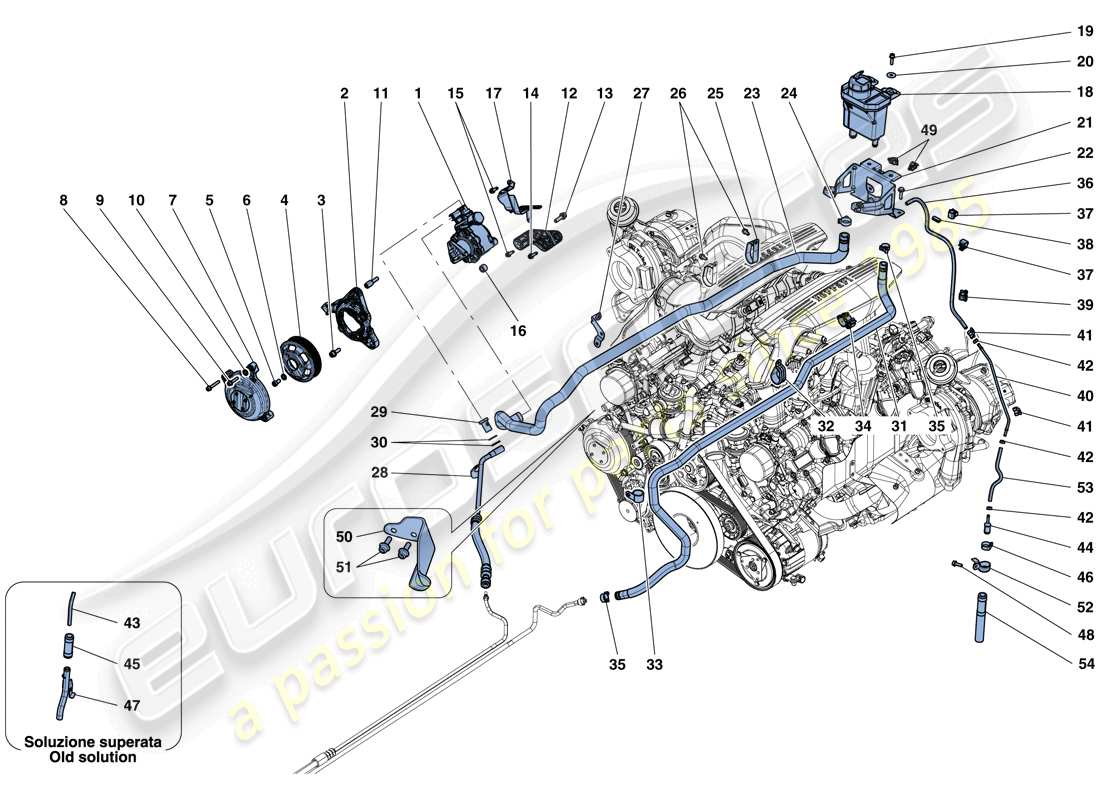 Ferrari 488 GTB (Europe) POWER STEERING PUMP AND RESERVOIR Part Diagram