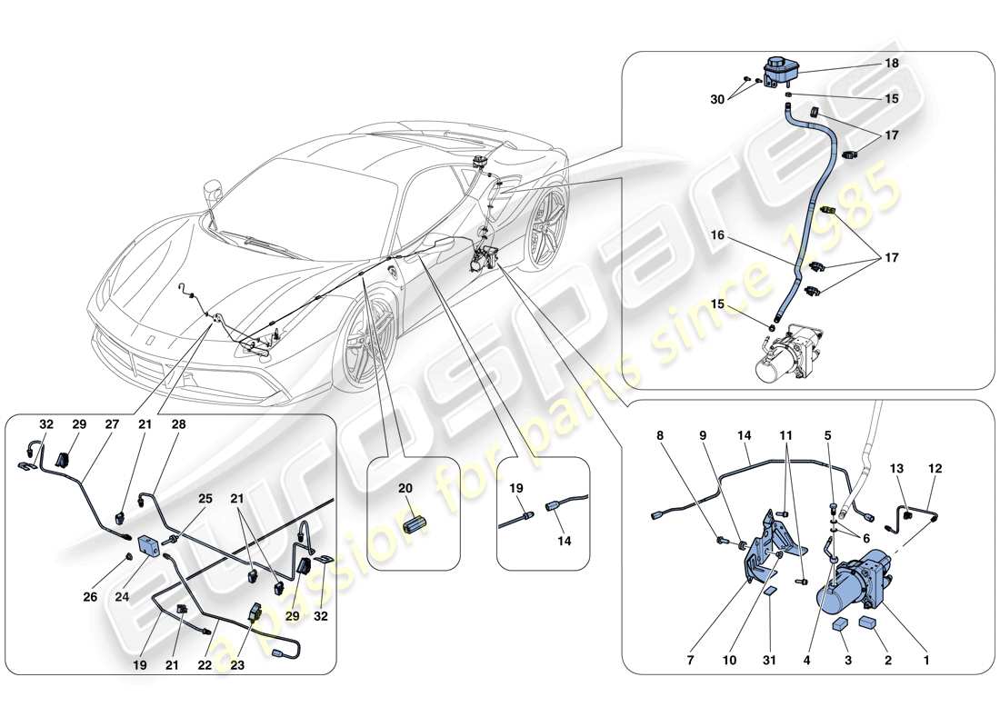 Ferrari 488 GTB (Europe) VEHICLE LIFT SYSTEM Part Diagram