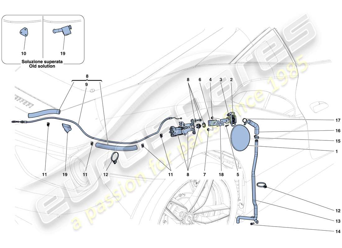 Ferrari 488 GTB (Europe) FUEL FILLER FLAP AND CONTROLS Part Diagram