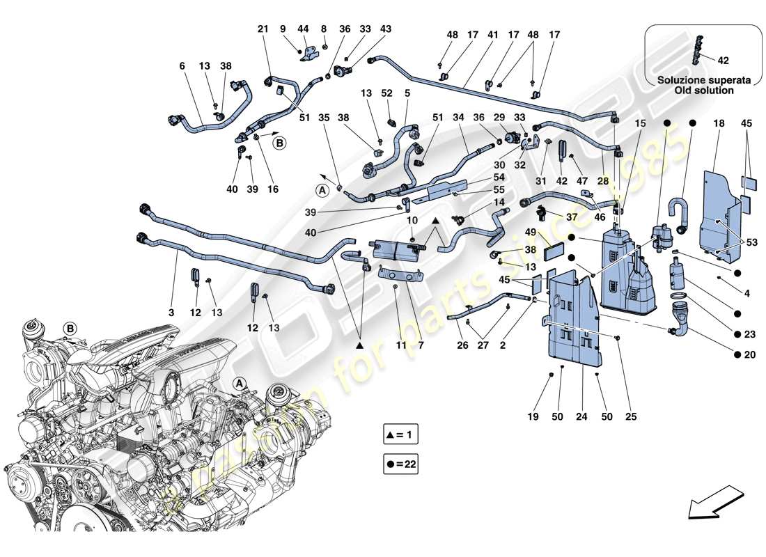 Ferrari 488 GTB (RHD) evaporative emissions control system Part Diagram