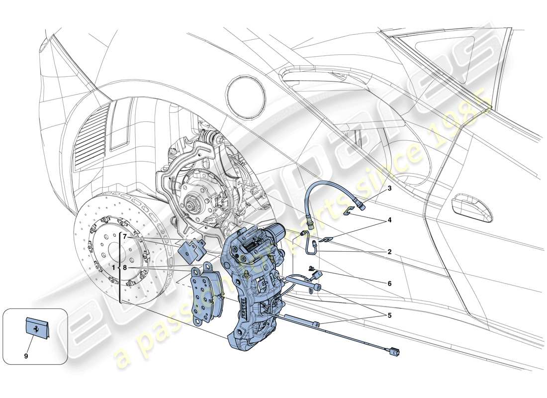Ferrari 488 GTB (RHD) REAR BRAKE CALLIPERS Part Diagram