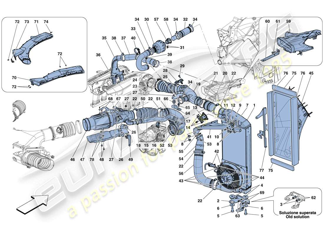 Ferrari 488 GTB (USA) Intercooler Part Diagram