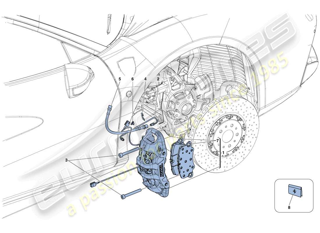 Ferrari 488 GTB (USA) FRONT BRAKE CALLIPERS Part Diagram