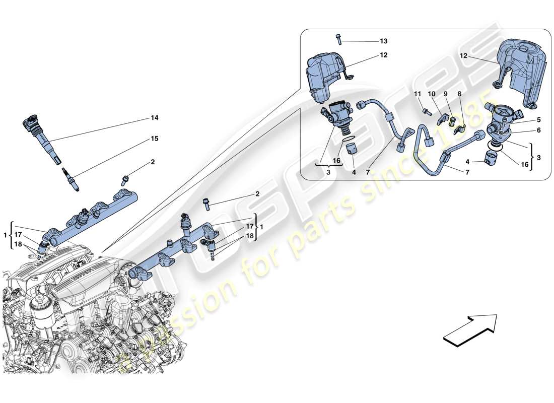 Ferrari 488 Spider (Europe) injection - ignition system Part Diagram