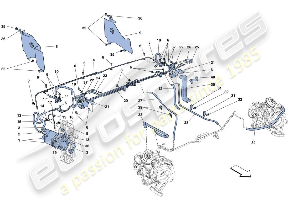 Ferrari 488 Spider (Europe) TURBOCHARGING SYSTEM ADJUSTMENTS Part Diagram