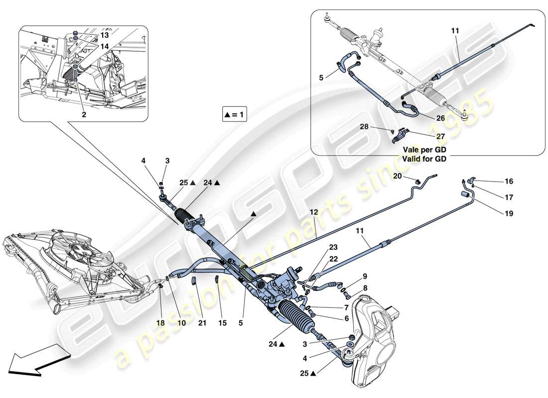 Ferrari 488 Spider (Europe) HYDRAULIC POWER STEERING BOX Part Diagram