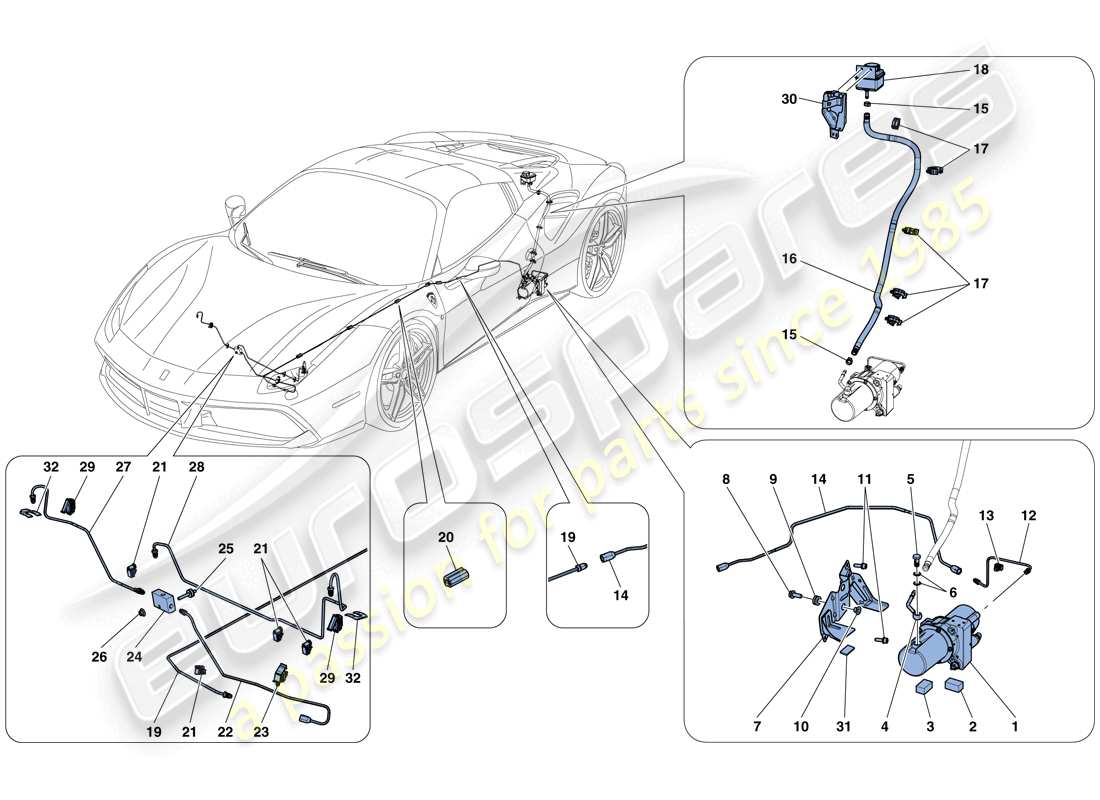 Ferrari 488 Spider (Europe) VEHICLE LIFT SYSTEM Part Diagram