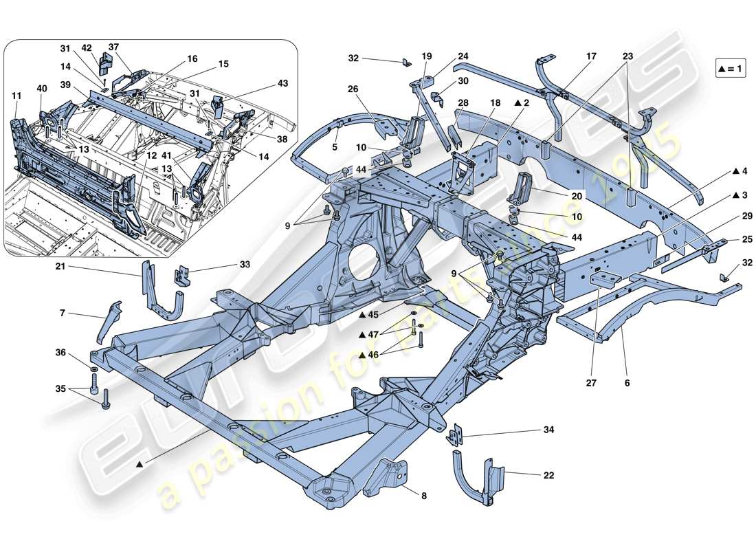 Ferrari 488 Spider (Europe) CHASSIS - STRUCTURE, REAR ELEMENTS AND PANELS Part Diagram