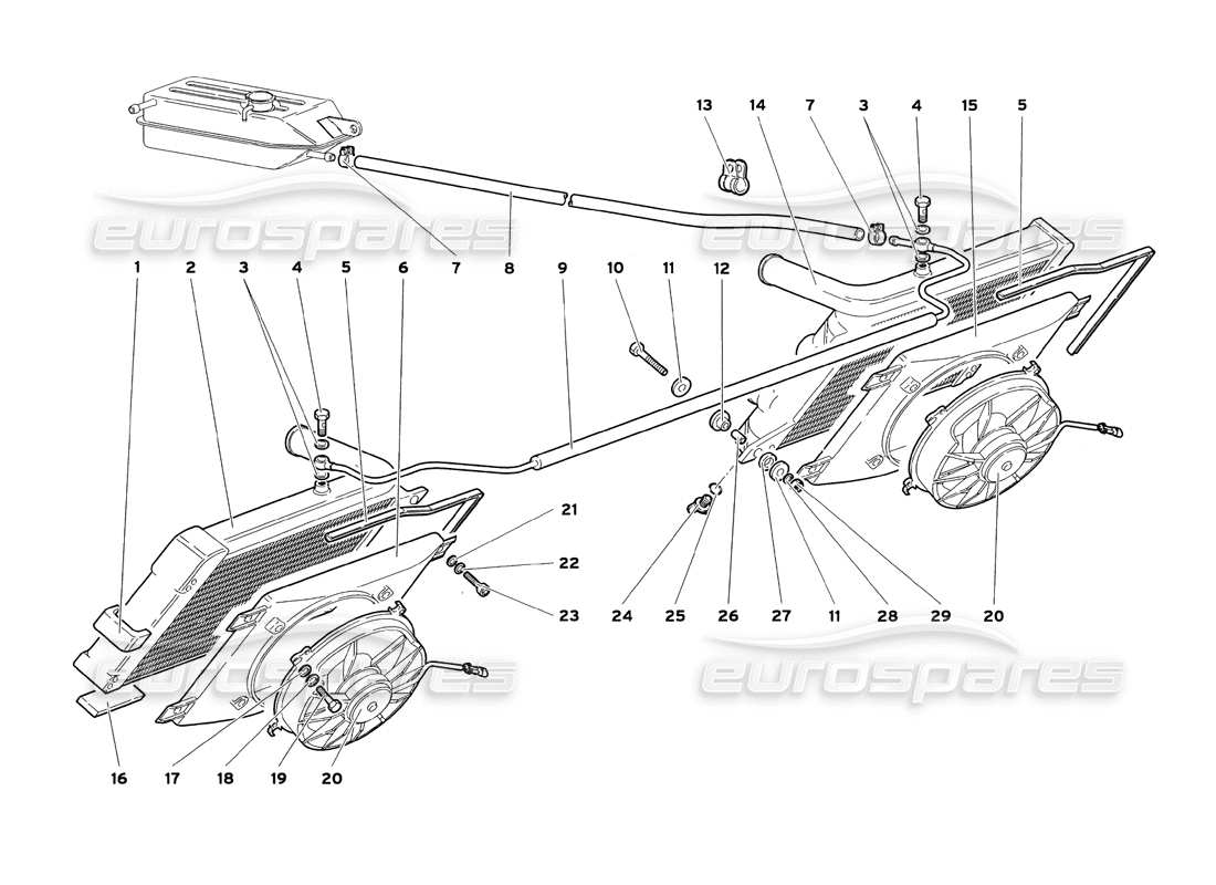 Lamborghini Diablo SV (1999) Radiators and Electro-Fans Part Diagram