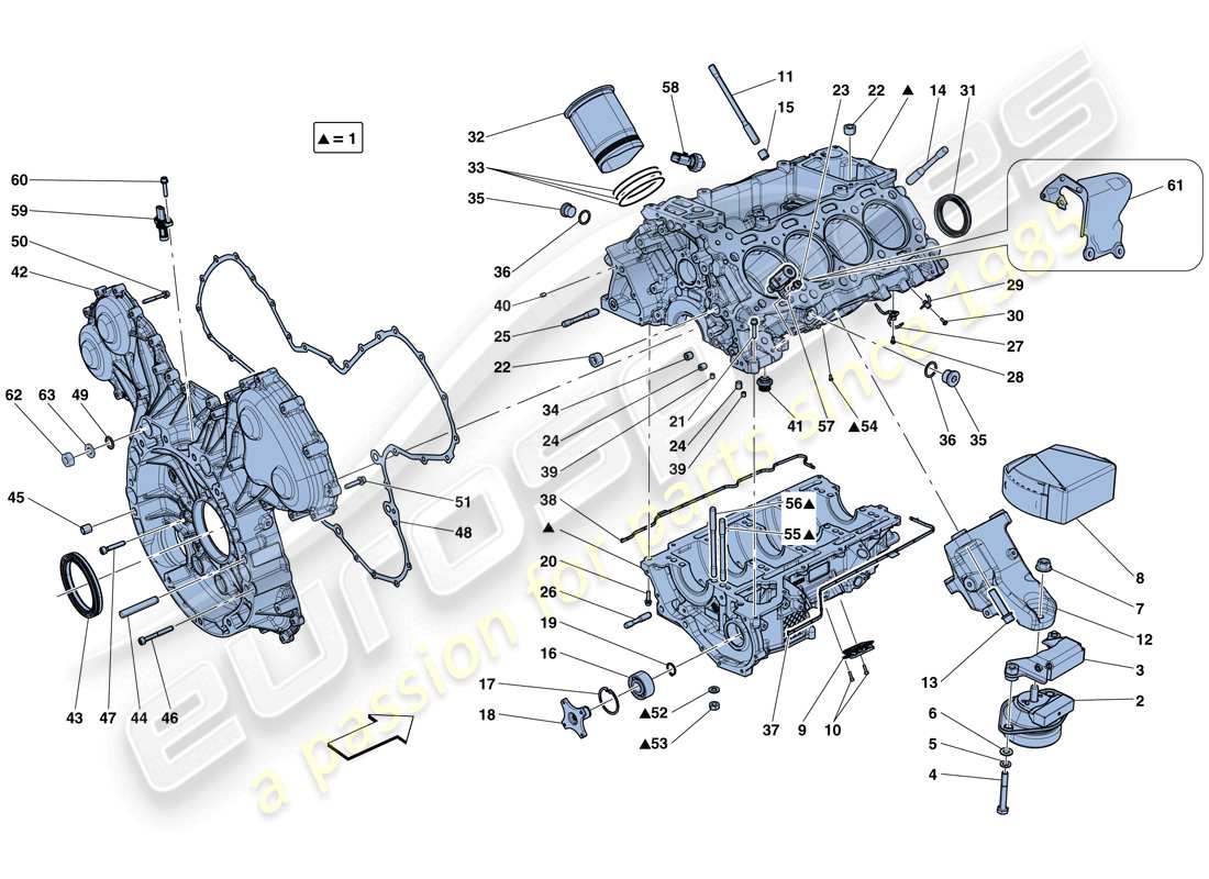 Ferrari GTC4 Lusso T (RHD) crankcase Part Diagram