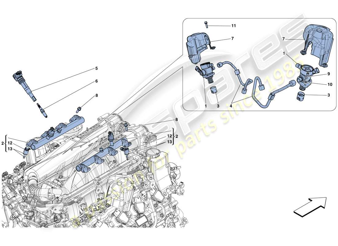 Ferrari GTC4 Lusso T (RHD) injection - ignition system Part Diagram