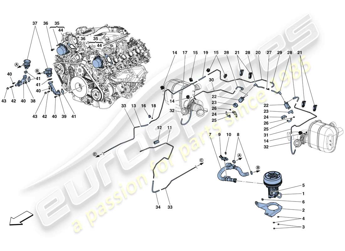 Ferrari GTC4 Lusso T (RHD) secondary air system Part Diagram