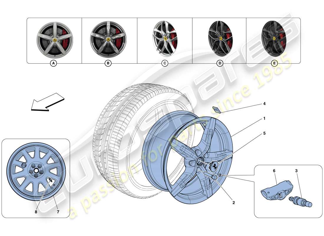 Ferrari GTC4 Lusso T (RHD) Wheels Part Diagram