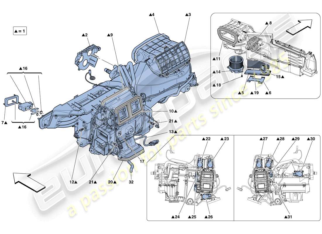 Ferrari GTC4 Lusso T (RHD) EVAPORATOR UNIT Part Diagram