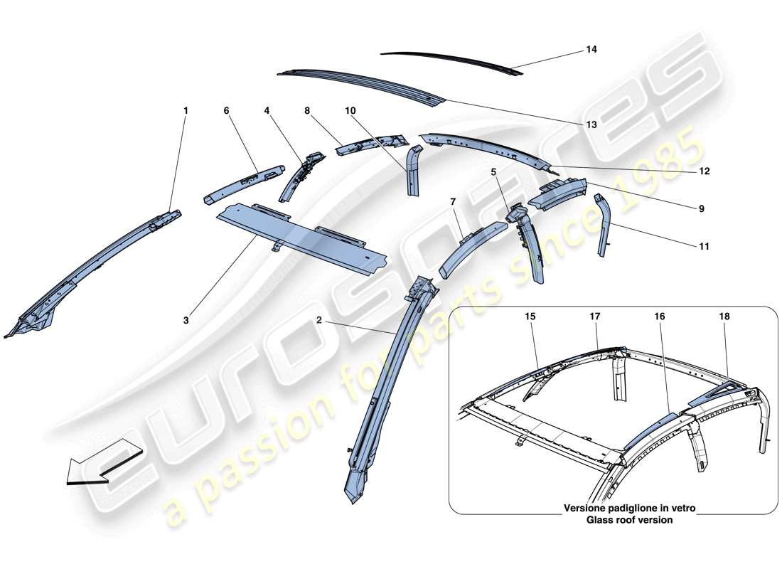 Ferrari GTC4 Lusso T (RHD) GREENHOUSE Part Diagram