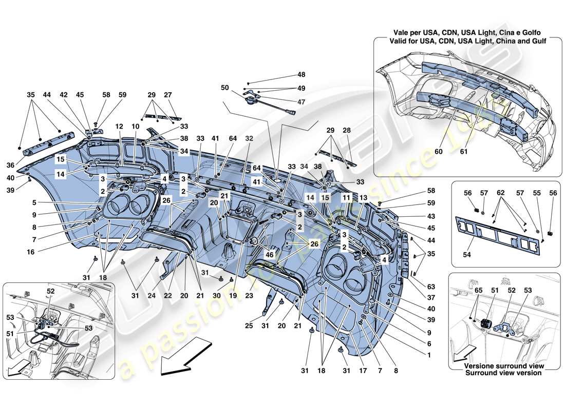 Ferrari GTC4 Lusso T (RHD) REAR BUMPER Part Diagram