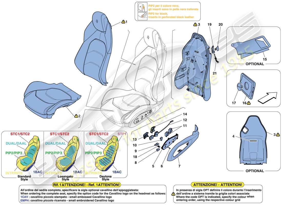 Ferrari GTC4 Lusso T (RHD) FRONT SEAT - TRIM AND ACCESSORIES Part Diagram