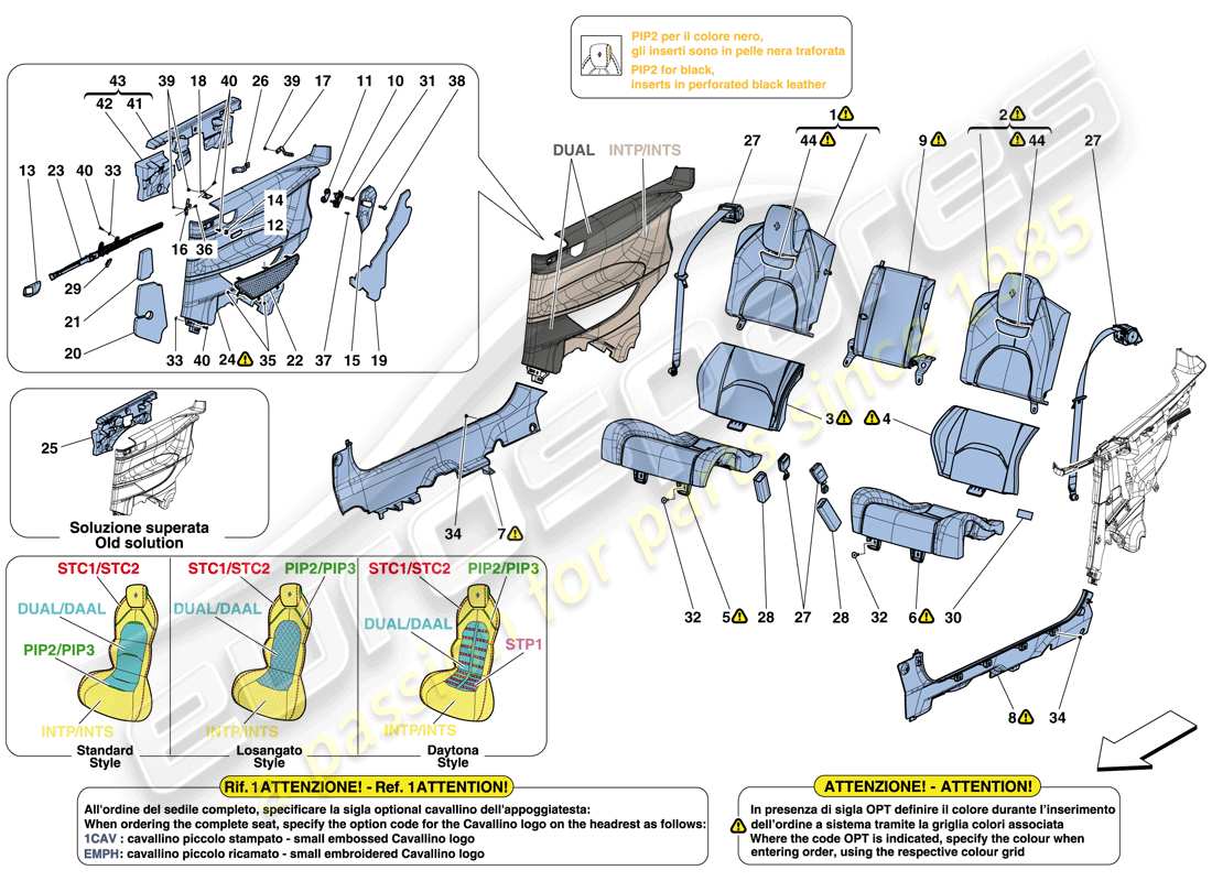 Ferrari GTC4 Lusso T (RHD) REAR SEAT - SEAT BELTS - INTERIOR TRIM Part Diagram