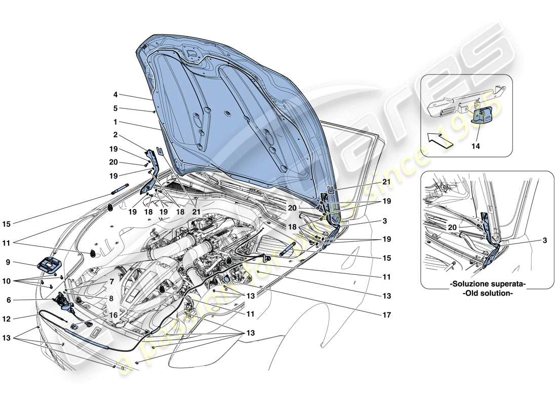 Ferrari GTC4 Lusso T (USA) FRONT LID AND OPENING MECHANISM Part Diagram
