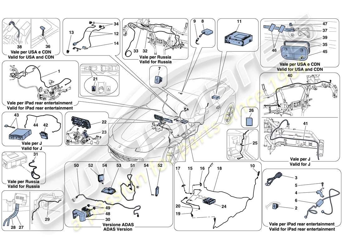 Ferrari GTC4 Lusso T (USA) INFOTAINMENT SYSTEM Part Diagram