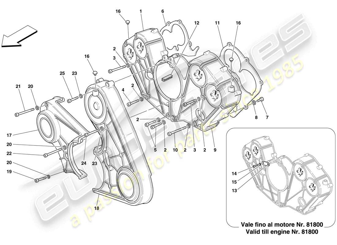 Ferrari 612 Scaglietti (Europe) engine covers Part Diagram