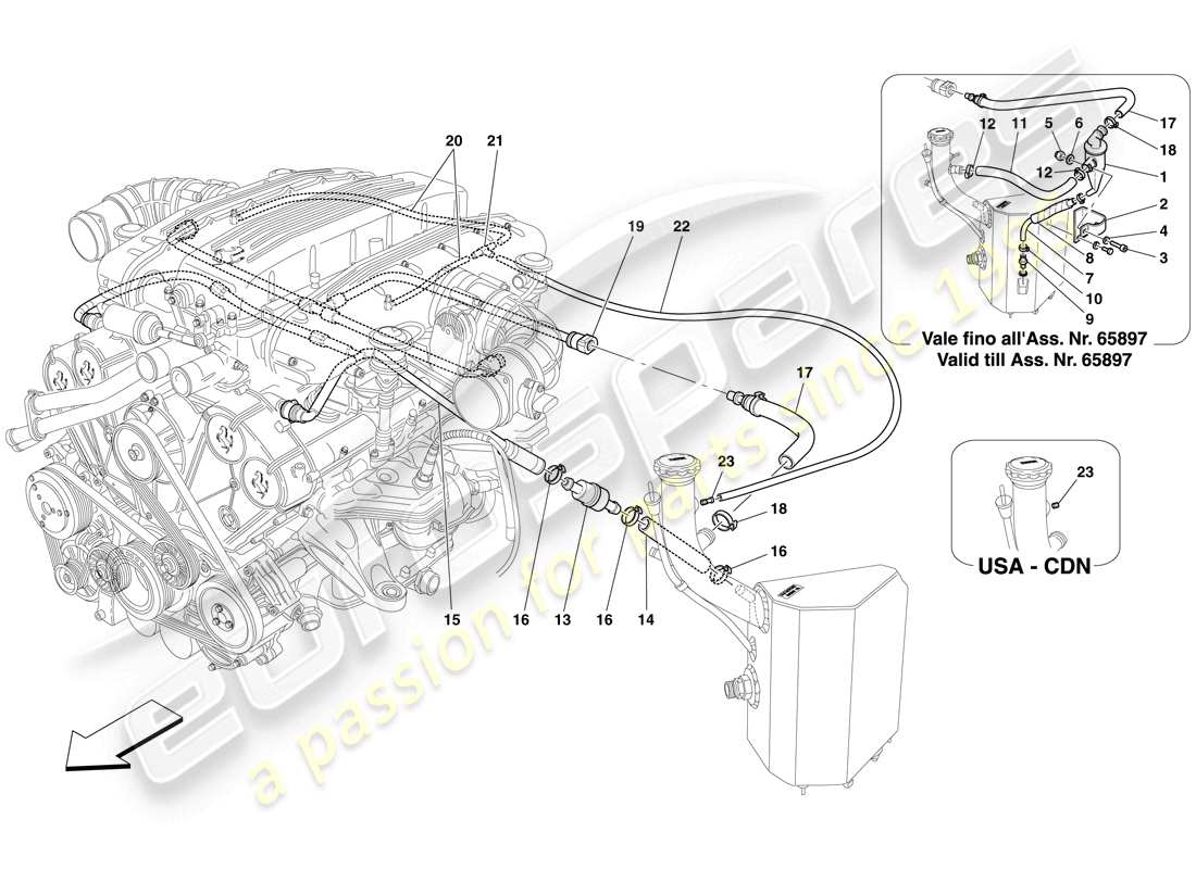 Ferrari 612 Scaglietti (Europe) Blow-by system Part Diagram