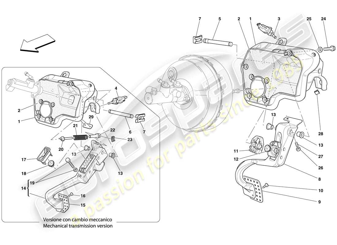 Ferrari 612 Scaglietti (Europe) Pedal Board Part Diagram