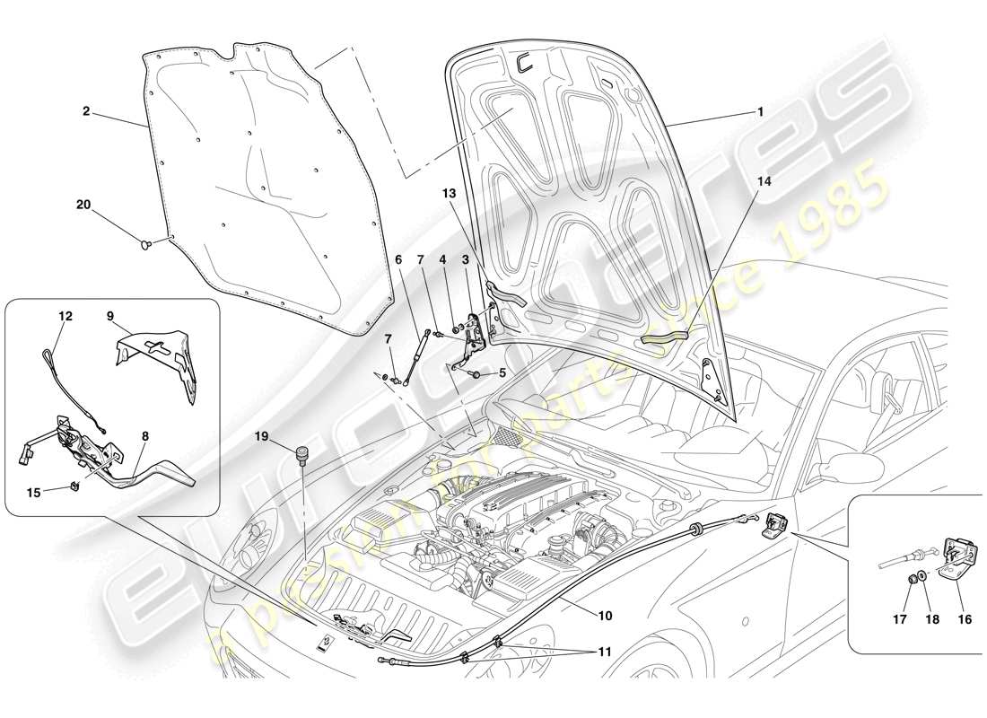 Ferrari 612 Scaglietti (Europe) ENGINE COMPARTMENT LID Part Diagram