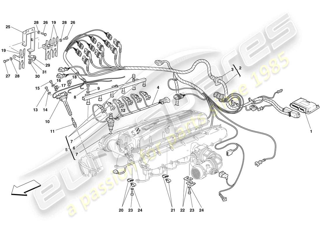 Ferrari 612 Scaglietti (RHD) injection - ignition system Part Diagram